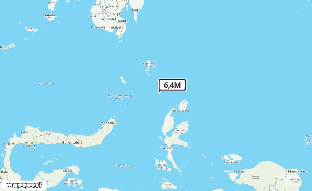 Pusat gempa berada di laut 141 km Tenggara Melonguane