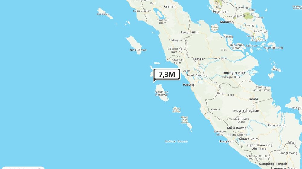 Pusat gempa berada di Laut 177 km BaratLaut Kepulauan Mentawai