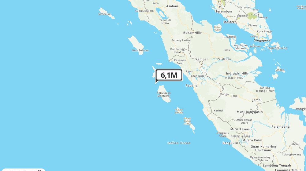 Pusat gempa berada di laut 177 km Barat Laut Kep. Mentawai