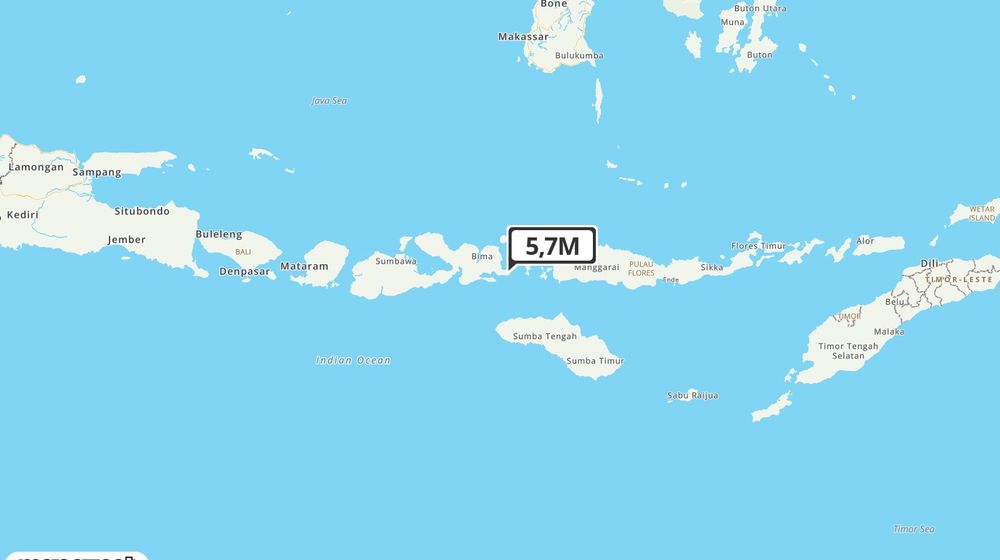 Pusat gempa berada di laut 46 km Tenggara, Kota Bima