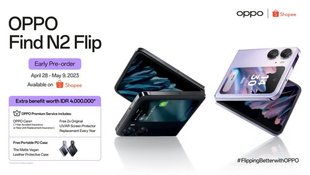 Makin Banyak Peminat, OPPO Perluas Pemesanan Find N2 Flip Melalui Shopee