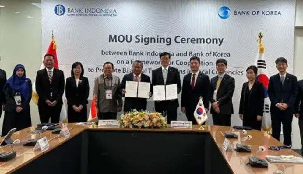 Bank Indonesia (BI) dan Bank of Korea (BoK) menjalin kerja sama untuk mendorong penggunaan mata uang lokal di masing-masing negara dalam transaksi bilateral antara Indonesia dan Korea Selatan.