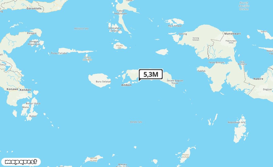 Pusat gempa berada di laut 6 km Tenggara Saparua