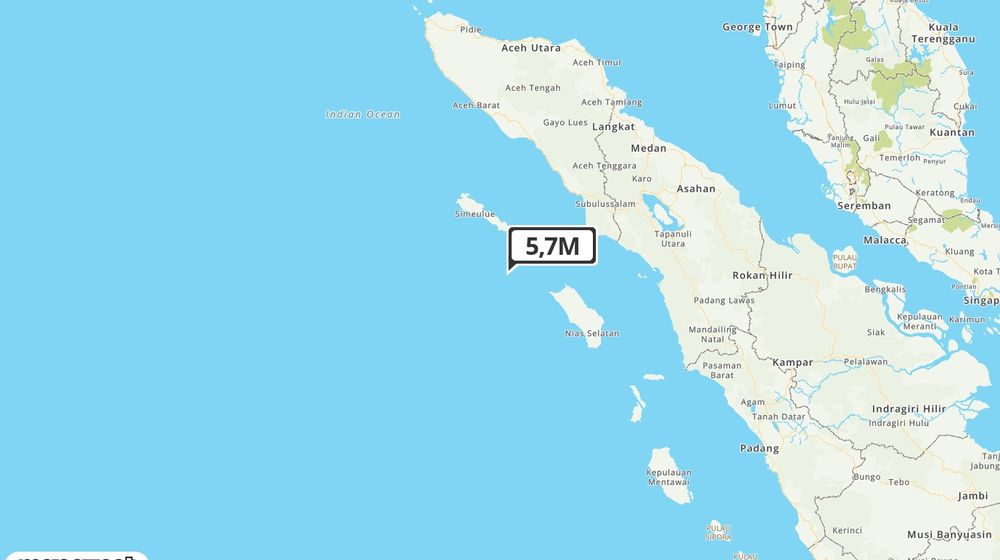 Pusat gempa berada di laut 290 km BaratDaya Gunung Sitoli