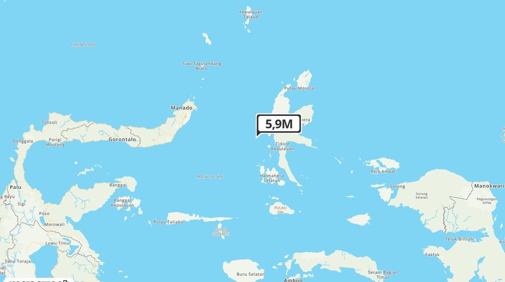 Pusat gempa berada di laut 60 km barat daya Ternate