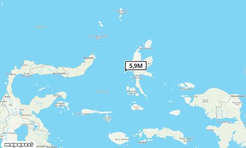 Pusat gempa berada di laut 60 km barat daya Ternate