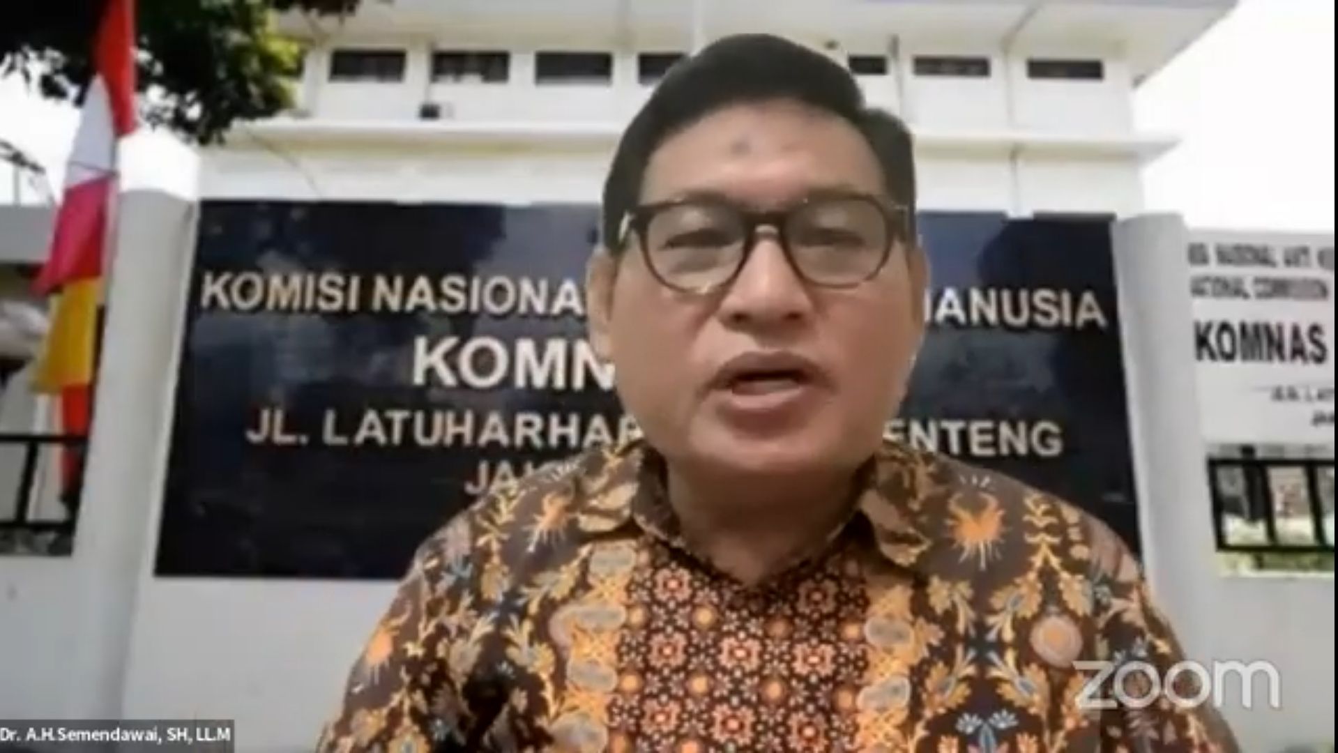 Wakil ketua Komisi Nasional Hak Asasi Manusia (Komnas HAM) Abdul Haris Semendawai. (Foto : tangkapan layar)