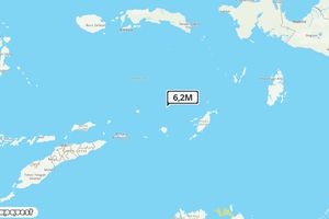 Pusat gempa berada di laut 203 Barat Laut Saumlaki