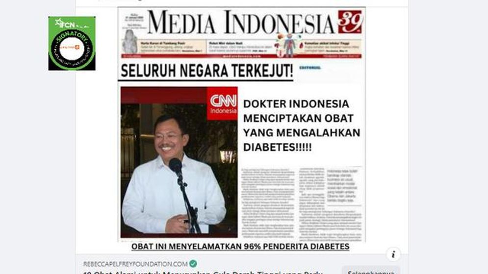 Cek Fakta: Klaim Headline Koran Dokter Indonesia Ciptakan Obat Diabetes Salah