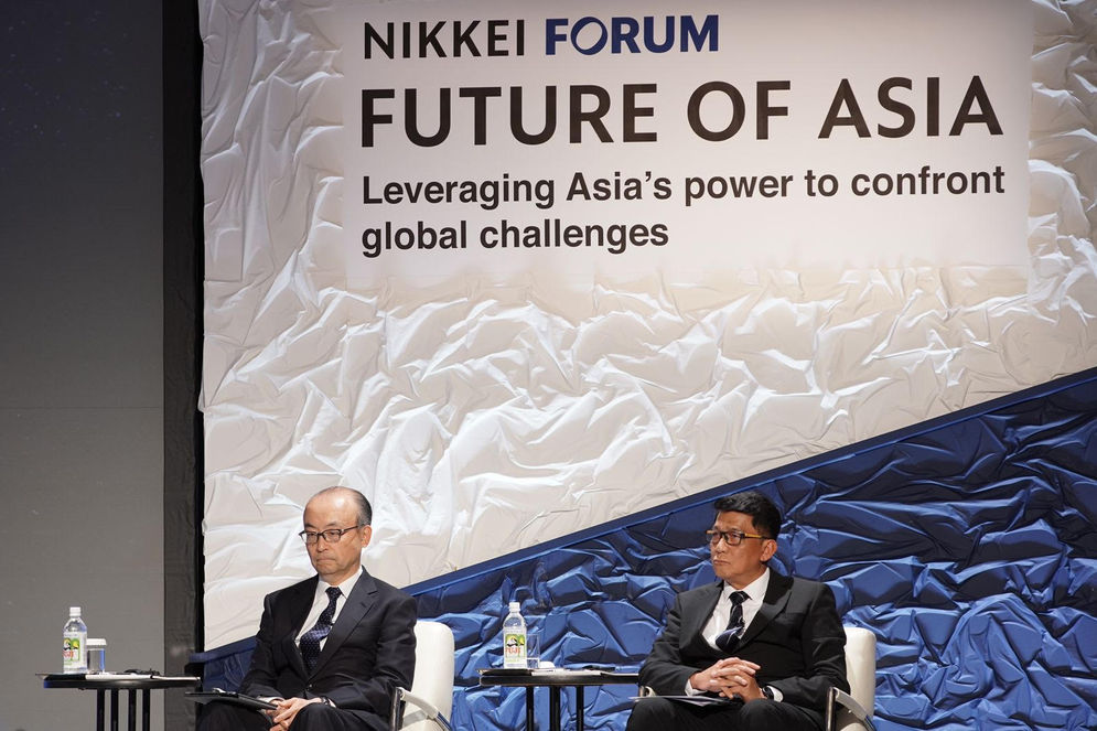 Direktur Strategi, Portofolio, dan Pengembangan Usaha Pertamina Salyadi D. Saputra ketika menjadi salah satu pembicara dalam kegiatan Nikkei Forum 28th "Future of Asia", di Tokyo, pada (26/5/2023).
