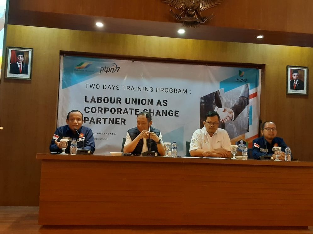 Sebanyak 60 Pengurus Serikat Pekerja Perkebunan Nusantara VII (SPPN VII) mengikuti pelatihan berorganisasi di LPP Agro Nusantara