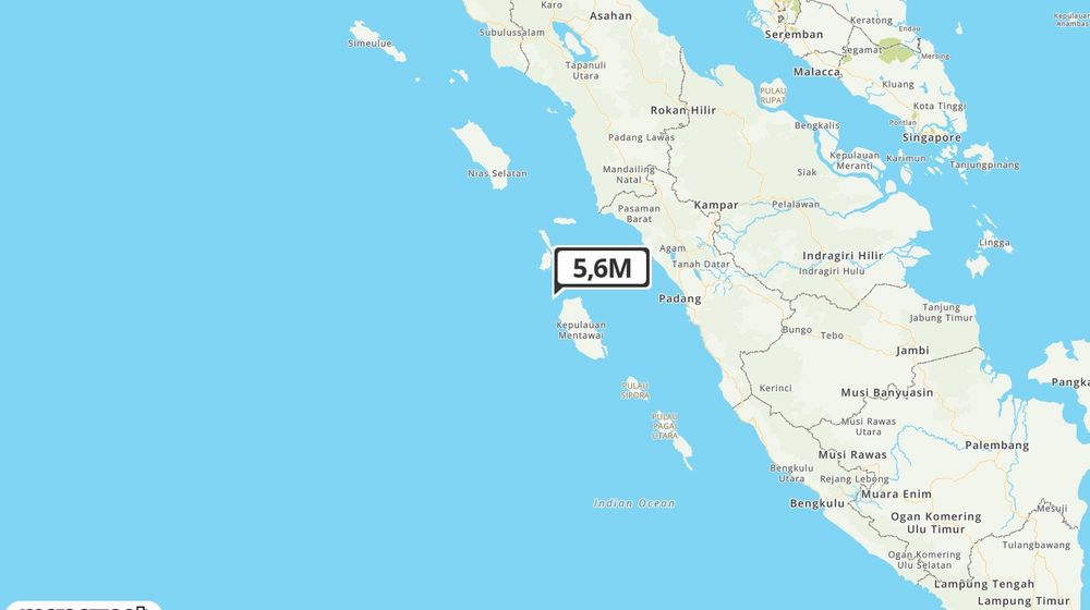 Pusat gempa berada di laut 167 km Barat Laut Kep. Mentawai