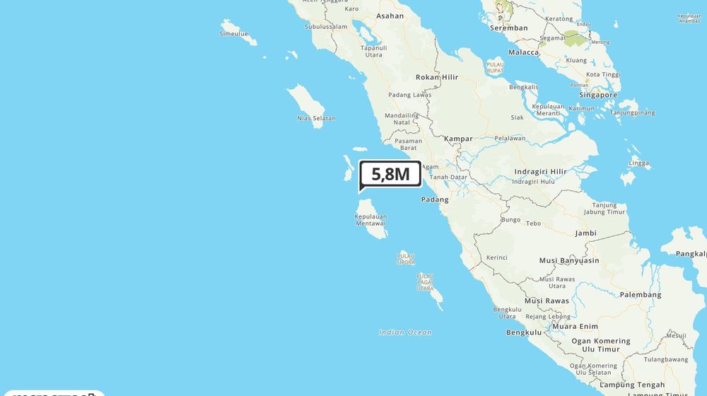 Pusat gempa berada di laut 166 km Barat Laut Kep. Mentawai