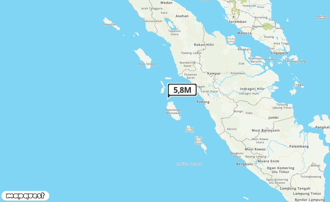 Pusat gempa berada di laut 166 km Barat Laut Kep. Mentawai