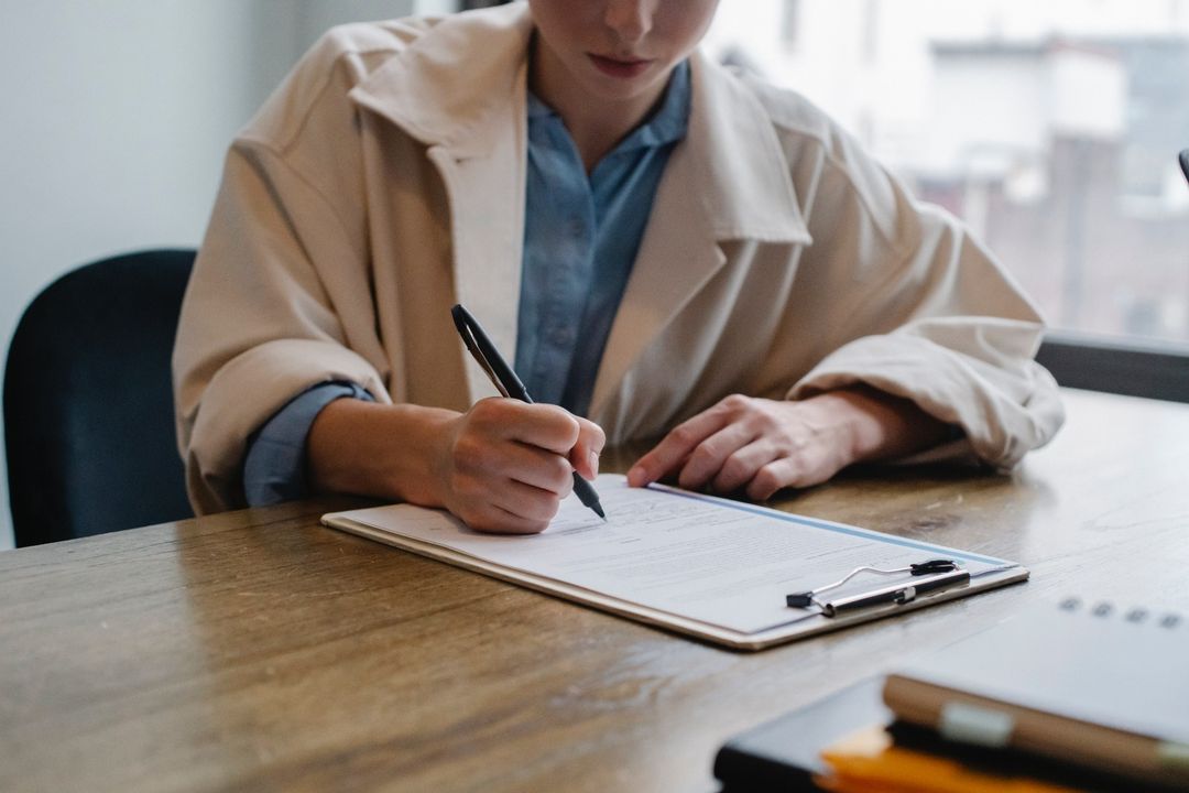 Photo by Sora Shimazaki: https://www.pexels.com/photo/focused-woman-writing-in-clipboard-while-hiring-candidate-5668869/