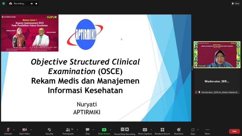 SERUin Webinar Series I dengan tema Urgensi Implementasi OSCE Pada Pendidikan Vokasi Kesehatan 