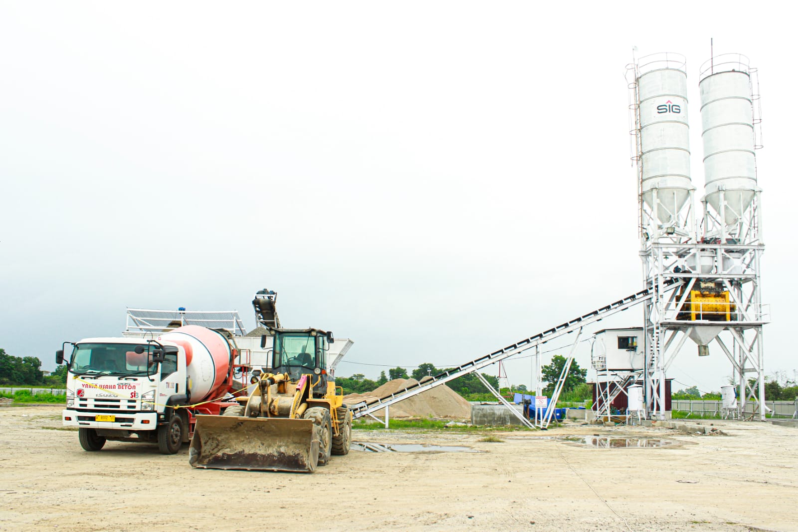 Ready-Mixed Batching Plant Palembang milik SIG, dengan kapasitas terpasang 60 m3/ jam dan volume produksi sebesar 45 m3/ jam di Pemulutan, Kabupaten Ogan Ilir, Sumatra Selatan.