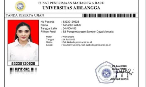 kartu peserta masuk S3 Unair Ashanty.webp