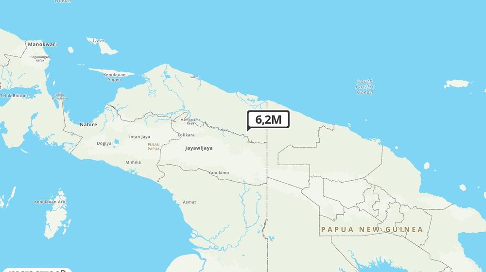 Pusat gempa berada di darat 69 km Barat Daya Keerom