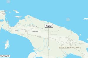Pusat gempa berada di darat 69 km Barat Daya Keerom