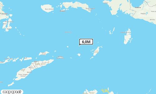 Pusat gempa berada di laut 207km BaratLaut Tanimbar