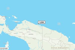 Pusat gempa berada di laut 42 km BaratLaut Kab. Jayapura