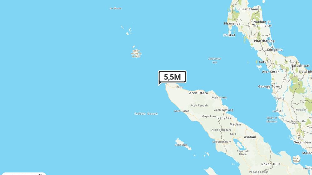Pusat gempa berada di laut 64 km Baratdaya Banda Aceh