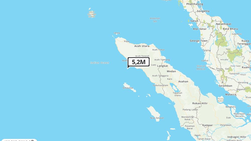 Pusat gempa berada di laut 63 km Barat Daya Meulaboh