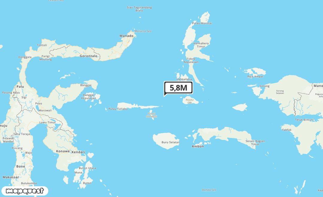 Pusat gempa berada di laut 79 km TimurLaut Sanana