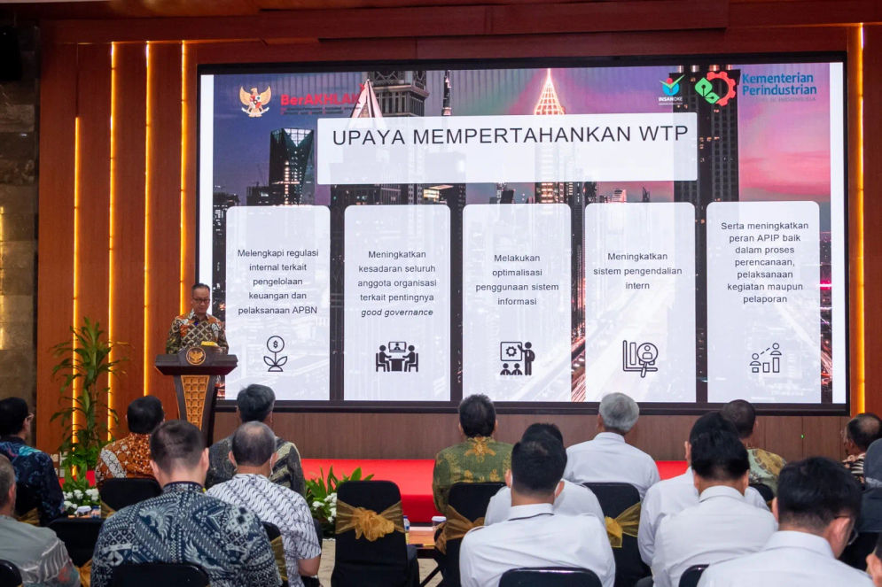 Kementerian Perindustrian (Kemenperin) meraih opini Wajar Tanpa Pengecualian (WTP) dari Badan Pemeriksa Keuangan Republik Indonesia (BPK-RI) atas Laporan Keuangan Tahun 2022