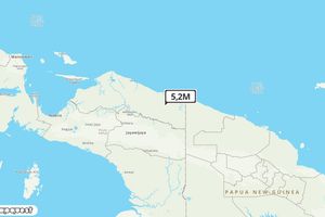 Pusat gempa berada di darat 70 km Barat Daya Kab.Jayapura