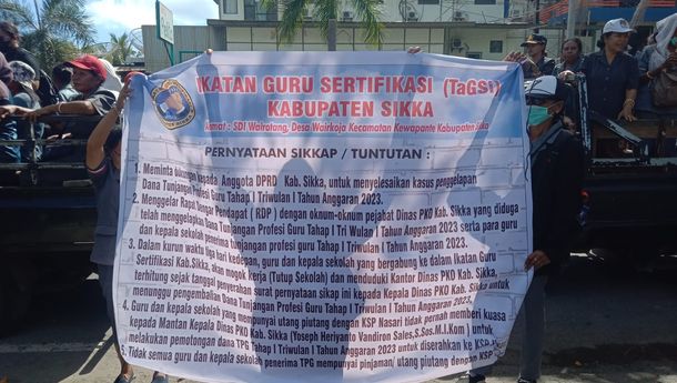 Ikatan Guru Sertifikasi (TaGSi) Kabupaten Sikka Gelar Aksi Demo Ancam Bakal Mogok kerja