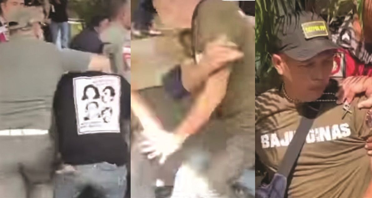 Tangkapan video aksi pemukulan oleh Satpol PP Manado kepada seorang pendemo. (Foto:Istimewa)