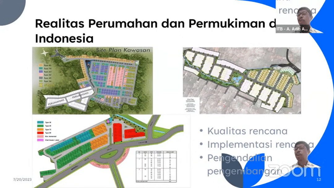 Presentasi  Dr. Ir. Agustinus Adib Abadi, M.Sc., dosen dari Kelompok Keahlian Perumahan dan Permukiman SAPPK ITB.