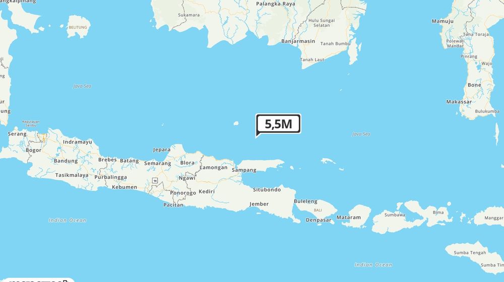 Pusat gempa berada di laut 83 km Timur Laut Bangkalan