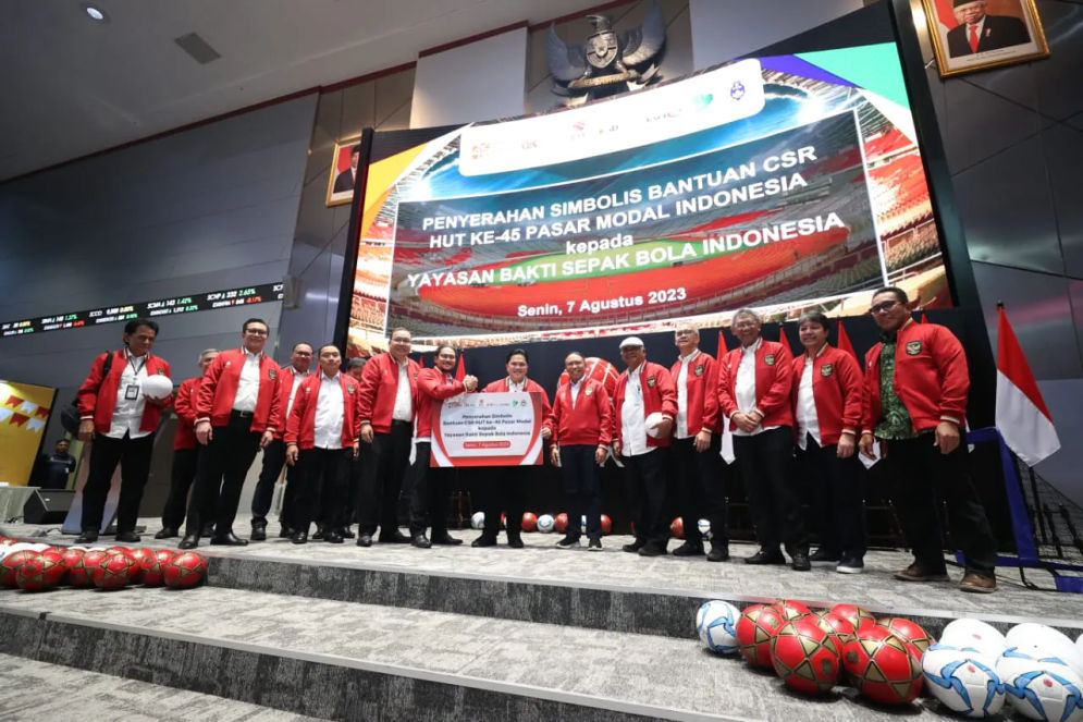 PT Bursa Efek Indonesia (BEI) menandatangani nota kesepahaman dengan Yayasan Bakti Sepakbola Indonesia. Kerja sama ini merupakan bentuk apresiasi dengan menyerahkan nyaris sebesar Rp20 miliar untuk kesejahteraan dan kemajuan sepakbola Tanah Air. 
