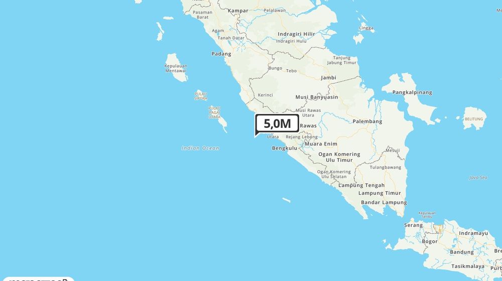 Pusat gempa berada di laut 109 km tenggara Mukomuko
