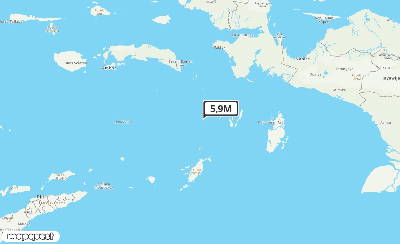 Pusat gempa berada di laut 129 km Barat Langgur, Maluku Tenggara