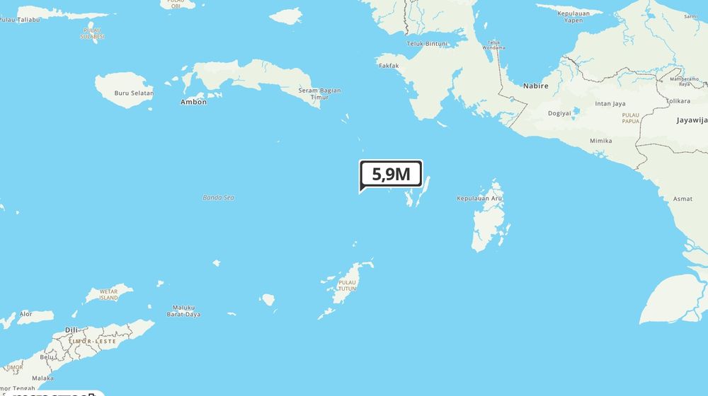 Pusat gempa berada di laut 129 km Barat Langgur, Maluku Tenggara
