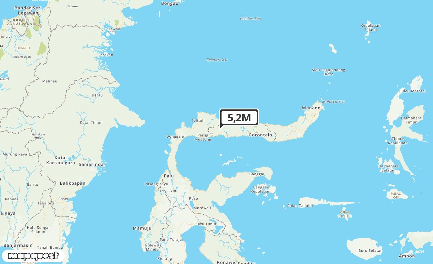 Pusat gempa berada di darat 38 km Tenggara Buol