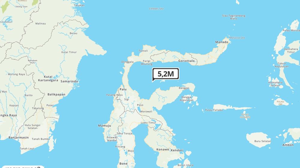 Pusat gempa berada di laut 66 km Baratlaut Tojo Una-una