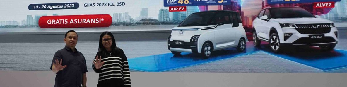 Wuling Finance menghadirkan berbagai promo menarik untuk pembelian compact SUV terbaru Wuling, Alvez dan mobil listrik Air ev untuk pengunjung GIIAS 2023.jpeg