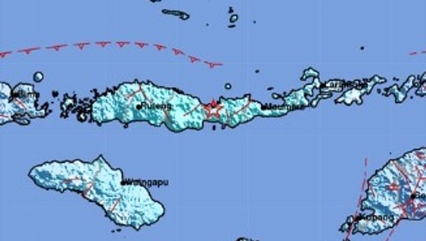 Pukul 10:54 Wita, Gempabumi Magnitudo 5.8 Guncang Flores Tengah, Pusat Gempa di Timur Laut Mbay