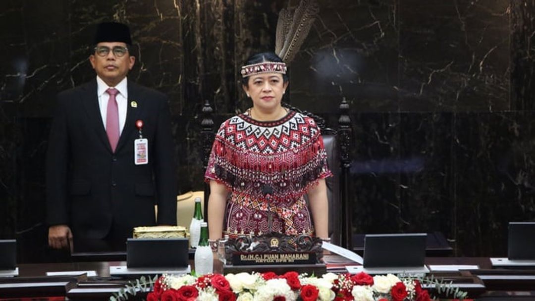 Ketua DPR Puan Maharani dalam Sidang Paripurna Pembukaan Masa Persidangan I DPR Tahun Sidang 2023-2024 di Gedung DPR, Rabu 16 Agustus 2023.