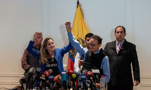 Christian Zurita dan calon wakil presiden Andrea Gonzalez