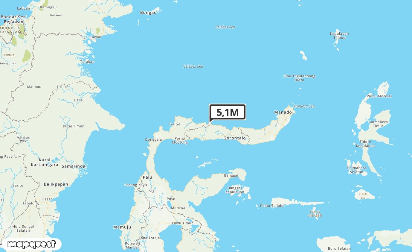 INFO BMKG: Gempa Guncang Pohuwato di Darat 57 Km Timur Laut 5.1 Magnitudo