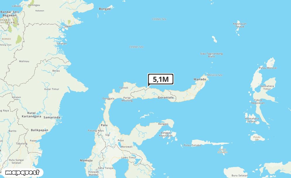 Pusat gempa berada di darat 57 km TimurLaut Pohuwato