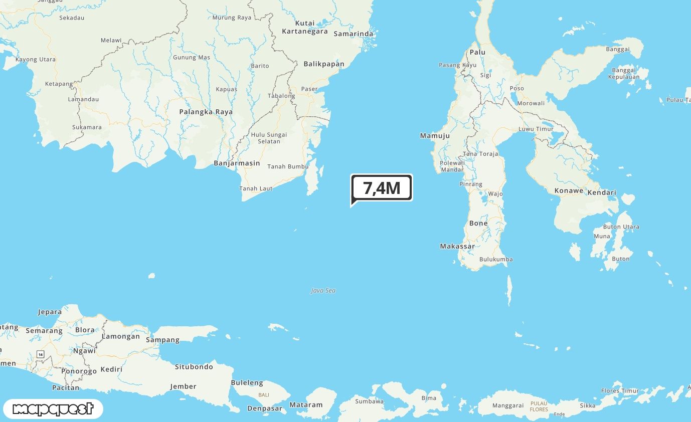 Pusat gempa berada di laut 180 km Tenggara Tanahbumbu