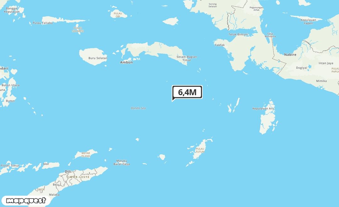 Pusat gempa berada dilaut 275Km Baratdaya Seram Bagian Timur