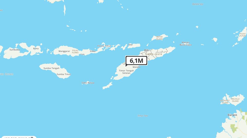 Pusat gempa berada di darat 36 km BaratLaut Timor Tengah Selatan